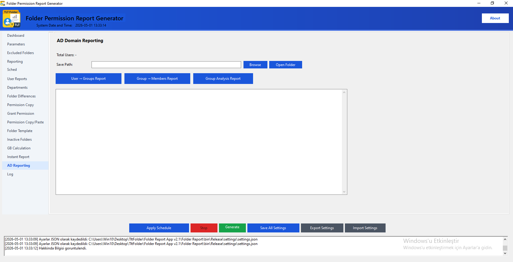 Active Directory user and group reports