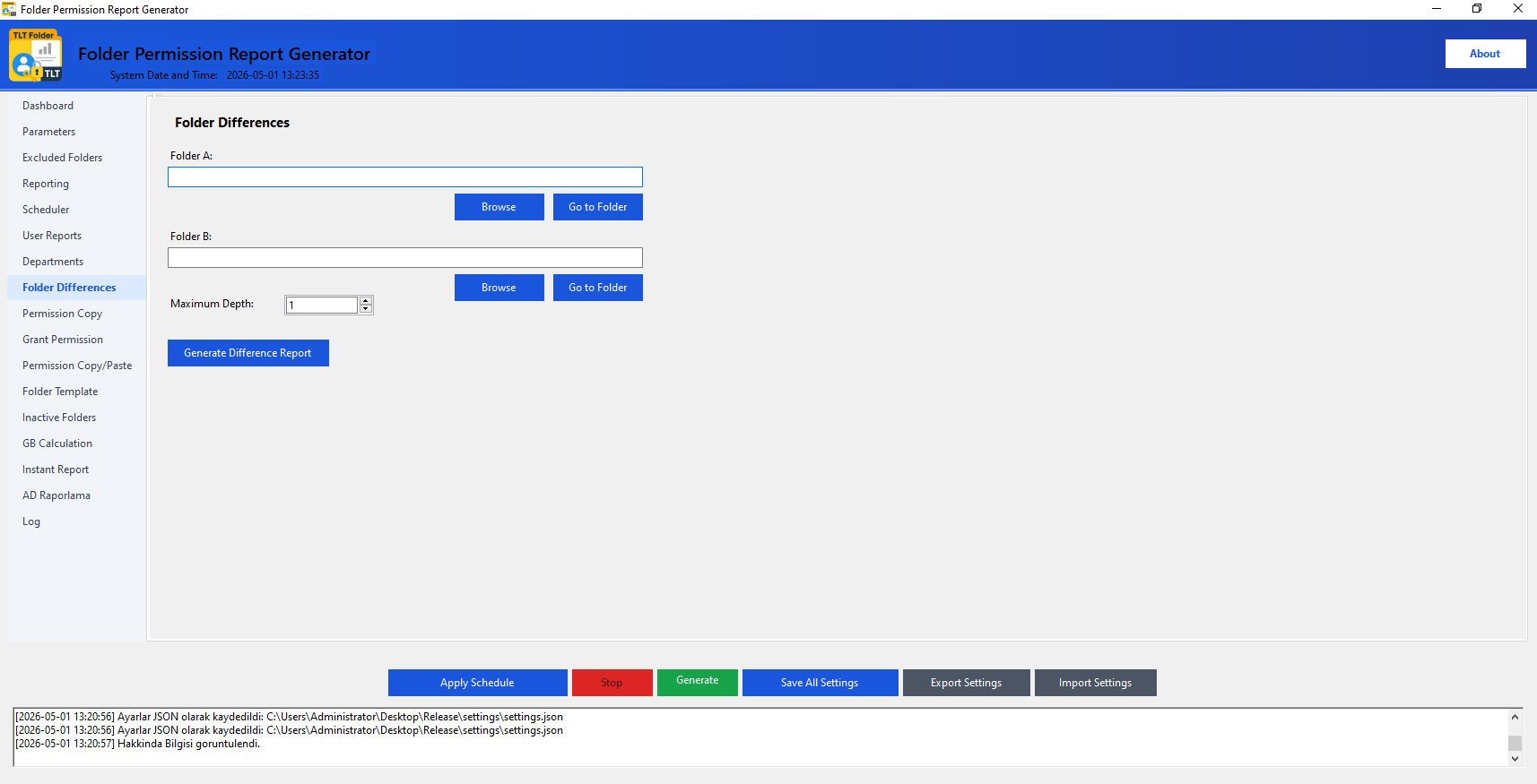 Folder permission delta comparison – ACL change report