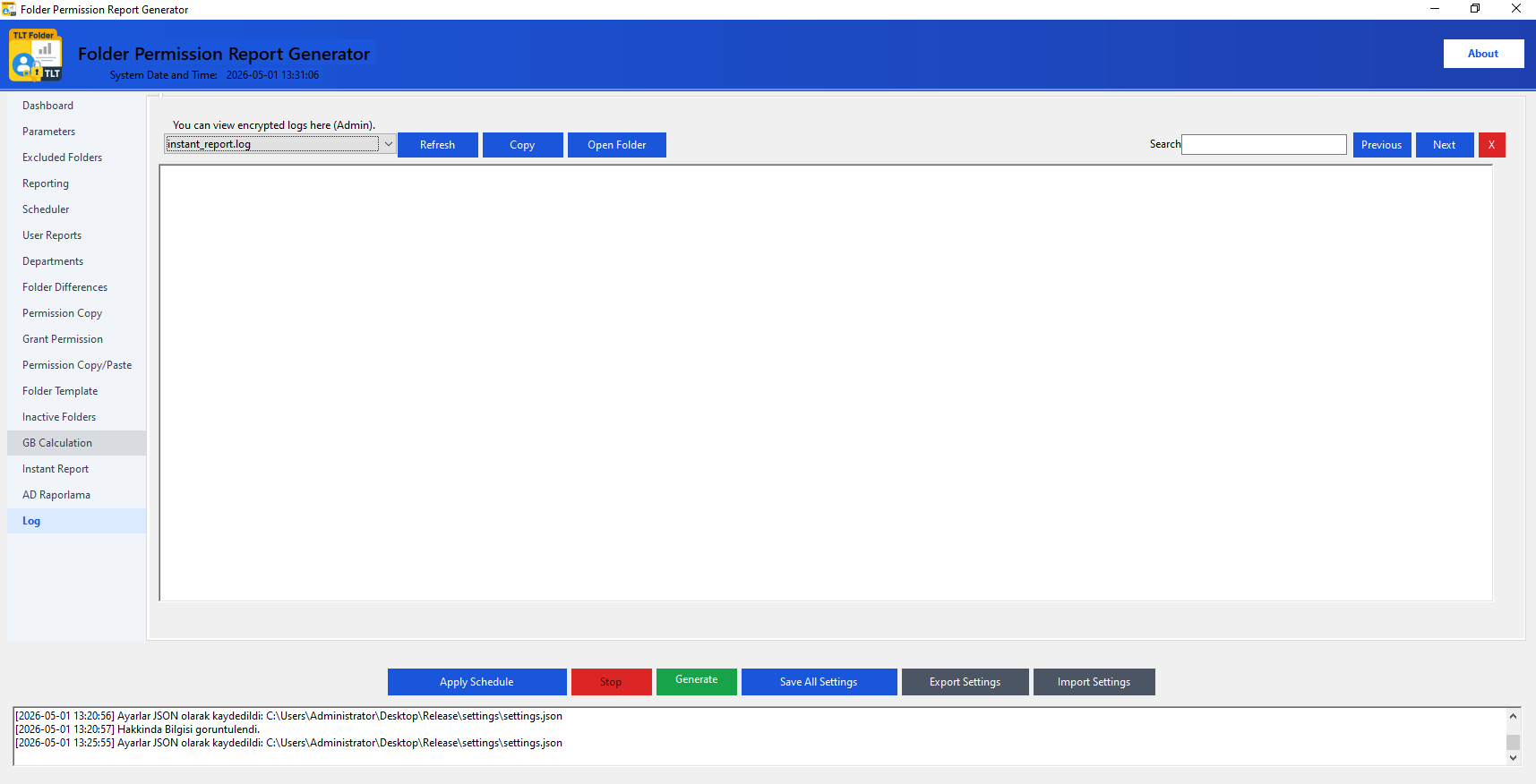 Secure log viewer – encrypted audit log
