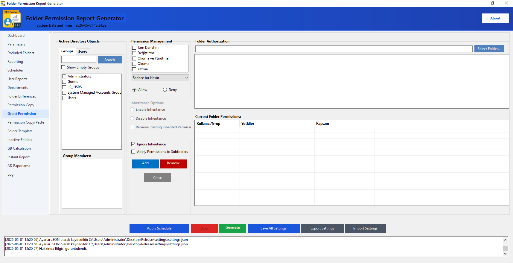 Grant folder access permission to user